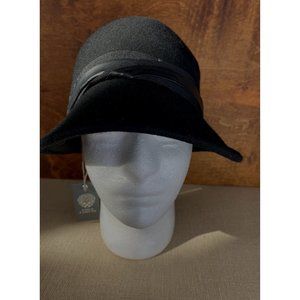 Vince Camuto Women's Ribbon Cloche Hat 100% Wool Black NWT